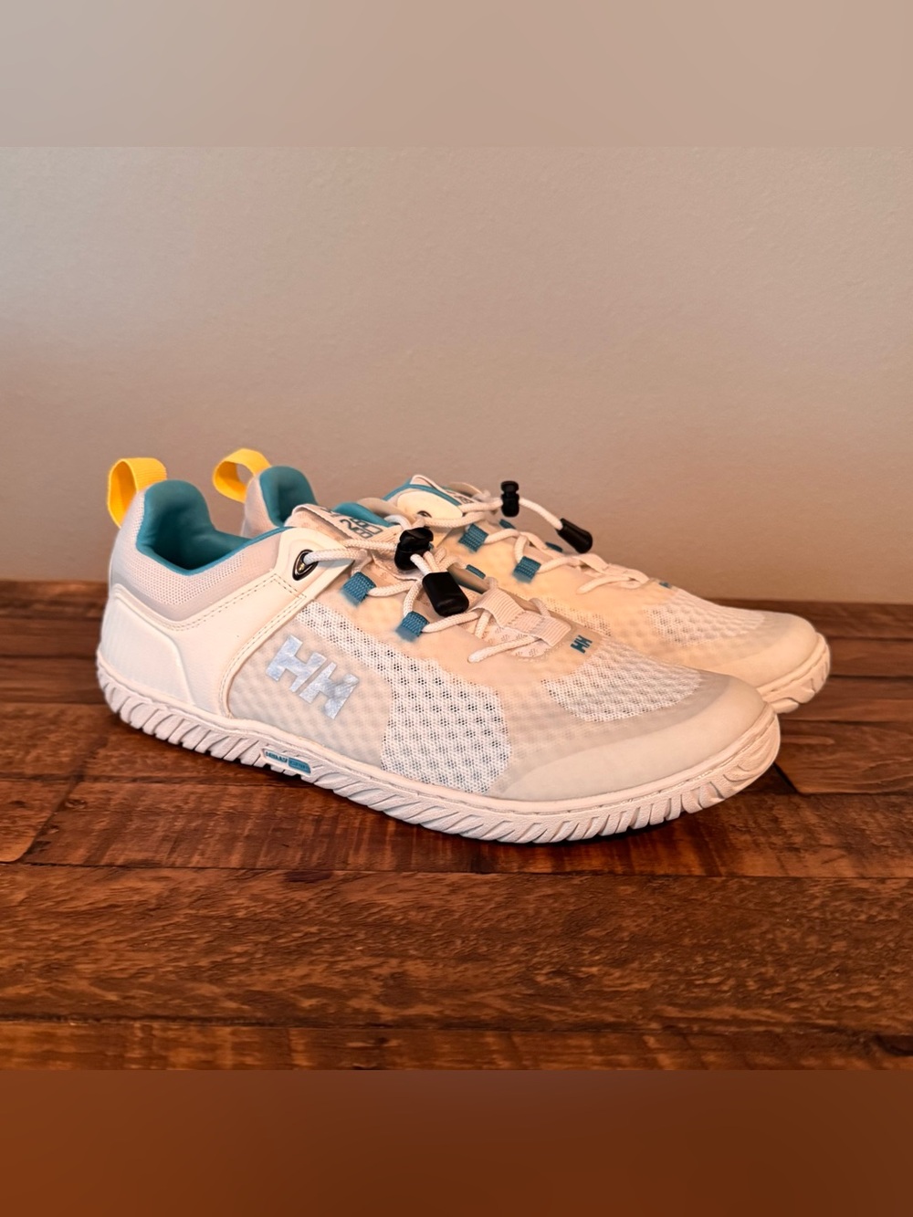Helly Hansen White Athletic Sneakers with Teal & Yellow Accents